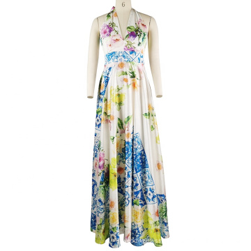 2020 Women Floral Print Maxi Dress Bandage Elegant Prom Long Dresses Vestidos de fiesta